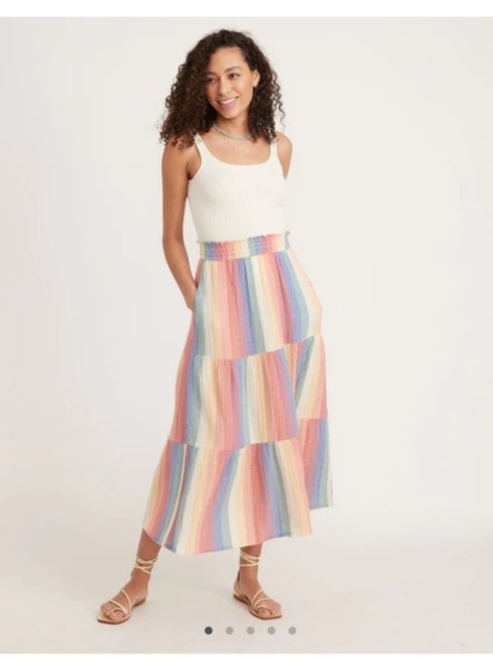 Marine Layer Corrine Maxi Skirt, Rainbow Stripe, Size M